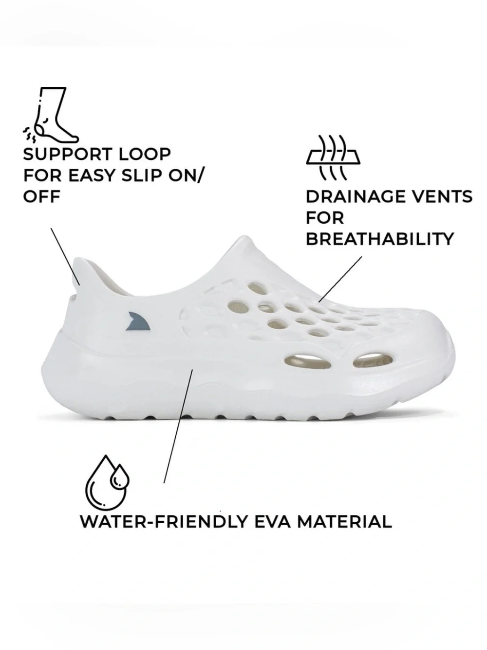 NEW RUGGED SHARK Slip on Water Sneakers White Toddlers Various Sizes Girls Boys